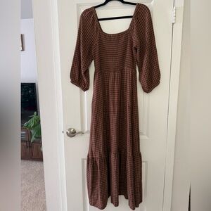 Brown Checkered Dress